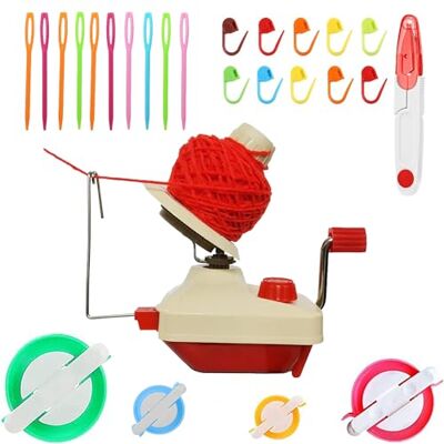 Knewmart Balroller, knutselset voor breirollen, 1 garenoproller + 4 pompommaker + 10 pk breisteekmarker + 10 pk kunststof naalden + 1 pk schaar (26) Knewmart Balroller, knutselset voor breirollen, 1 garenoproller + 4 pompommaker + 10 pk breisteekmarker + 10 pk kunststof naalden + 1 pk schaar (26)