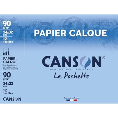 Canson Transparant papier, 24 x 32 cm, 12 vellen, 90 g/m², met verwijderbare kleefpunten Canson Transparant papier, 24 x 32 cm, 12 vellen, 90 g/m², met verwijderbare kleefpunten