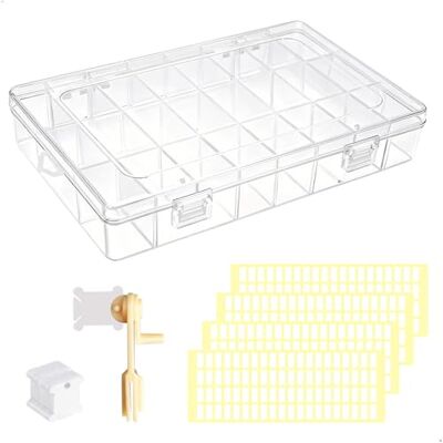 xiruiubao Borduurgaren organizer met 24 afneembare vakken, box voor spoelen, organizer voor borduurgaren met draadspoelhouder, lege opgerolde etiketten, kruissteekaccessoires xiruiubao Borduurgaren organizer met 24 afneembare vakken, box voor spoelen, organizer voor borduurgaren met draadspoelhouder, lege opgerolde etiketten, kruissteekaccessoires