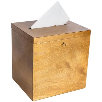 Creative Houten doos voor enveloppen, lichtbruin, 29 x 25 x 30 cm, met deksel en sleutel, doos voor speciale gelegenheden, urn verjaardag, bruiloft, herinneringsdoos, letterkaarten Creative Houten doos voor enveloppen, lichtbruin, 29 x 25 x 30 cm, met deksel en sleutel, doos voor speciale gelegenheden, urn verjaardag, bruiloft, herinneringsdoos, letterkaarten