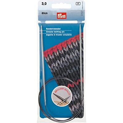 Prym MS 212124 rondbreinaalden, 80 cm, 3 mm, zilver Prym MS 212124 rondbreinaalden, 80 cm, 3 mm, zilver