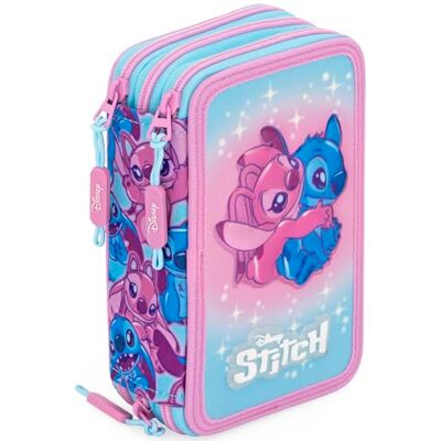 Clondo Complete schooltas met 3 vakken, 46 accessoires voor kinderen, schrijfwarenset met 3 uitwisbare gelpennen, markers, potloden, lijm, markeerstift, officiële gadget, Stitch 26, Pennenetui Clondo Complete schooltas met 3 vakken, 46 accessoires voor kinderen, schrijfwarenset met 3 uitwisbare gelpennen, markers, potloden, lijm, markeerstift, officiële gadget, Stitch 26, Pennenetui