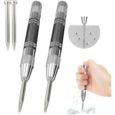Aililong Grain Center Punch, automatisch gereedschap met 2 reservebits voor metaal, hout, glas en staalplaten, 2 stuks, 130 mm x 12 mm Aililong Grain Center Punch, automatisch gereedschap met 2 reservebits voor metaal, hout, glas en staalplaten, 2 stuks, 130 mm x 12 mm