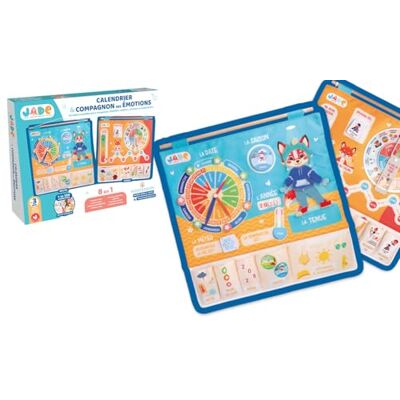 J.A.D.E Eeuwigdurende kalender & emotiebord voor kinderen Montessori 141521 educatief spel stof terug naar rust kinderspel datum weer Frans design vanaf 3 jaar J.A.D.E Eeuwigdurende kalender & emotiebord voor kinderen Montessori 141521 educatief spel stof terug naar rust kinderspel datum weer Frans design vanaf 3 jaar