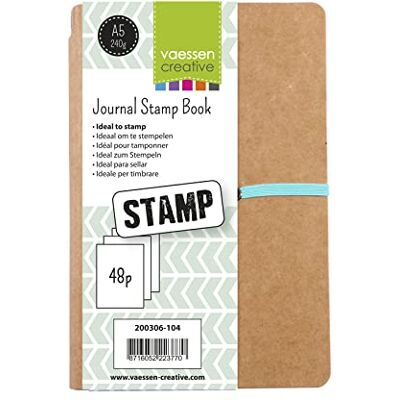 Creative Stamp Journal, kunstboek met 48 pagina's zonder lijnen om te stempelen, bruin, A5 Creative Stamp Journal, kunstboek met 48 pagina's zonder lijnen om te stempelen, bruin, A5