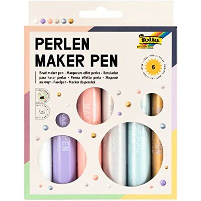 Folia 36029 6 x 30 ml parelstiften voor 3D-kleurpunten op papier, textiel, hout, keramiek, waterdicht en wasbaar op 30 graden Folia 36029 6 x 30 ml parelstiften voor 3D-kleurpunten op papier, textiel, hout, keramiek, waterdicht en wasbaar op 30 graden