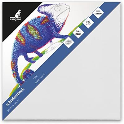 Kangaro canvas 20 x 20 cm, 380 g/m², 100% katoen, met grenen frame en hoeken Kangaro canvas 20 x 20 cm, 380 g/m², 100% katoen, met grenen frame en hoeken