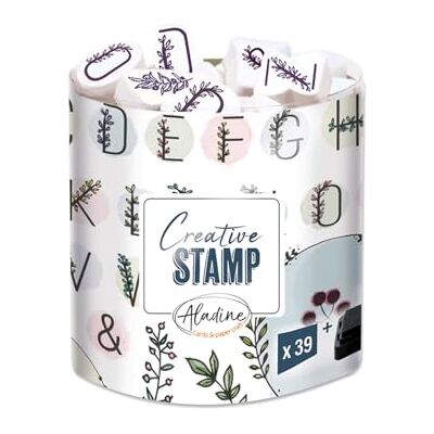 Aladine 39 alfabetstempels en kransen met zwarte stempel, voor scrapbooking, kaarten, bullet journal, creatieve vrije tijd letters A tot Z, cijfers, decoratieve nummers, 03751 Aladine 39 alfabetstempels en kransen met zwarte stempel, voor scrapbooking, kaarten, bullet journal, creatieve vrije tijd letters A tot Z, cijfers, decoratieve nummers, 03751