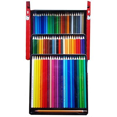Koh-I-Noor Polycolor 3837 kunstenaarskleurpotloden met puntenslijper en 2 grafietpotloden in kartonnen etui, 72 stuks Koh-I-Noor Polycolor 3837 kunstenaarskleurpotloden met puntenslijper en 2 grafietpotloden in kartonnen etui, 72 stuks