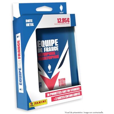 Panini Team DE France Olympique & PARALYMPISCHE metalen doos met 10 hoezen + 2 kaarten gelimiteerde editie, 004885TINPF Panini Team DE France Olympique & PARALYMPISCHE metalen doos met 10 hoezen + 2 kaarten gelimiteerde editie, 004885TINPF