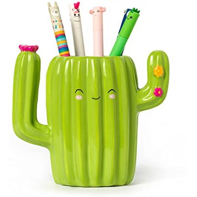 Legami Keramische pennenhouder, bureau vrienden 12,5 x 7,5 cm, cactus thema, kantoor, handbeschilderd Legami Keramische pennenhouder, bureau vrienden 12,5 x 7,5 cm, cactus thema, kantoor, handbeschilderd