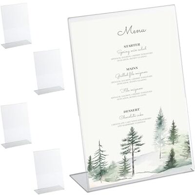 Relaxdays Set van 5 tafelstandaards, A4-formaat, toonbankstandaard, menukaarten, reclame, bruiloft, acryl, transparant Relaxdays Set van 5 tafelstandaards, A4-formaat, toonbankstandaard, menukaarten, reclame, bruiloft, acryl, transparant