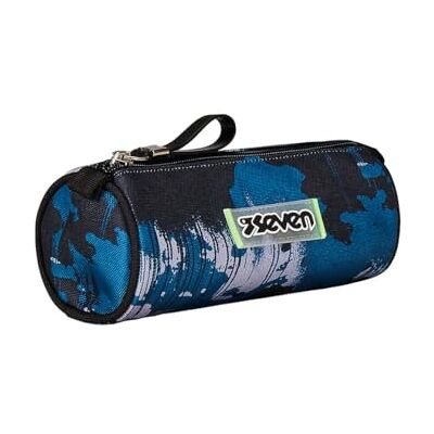 Seven Pennenhouder voor school, zwart en blauw, penhouder met één vak, opening met ritssluiting, kinderen en jongeren, blauw, school Seven Pennenhouder voor school, zwart en blauw, penhouder met één vak, opening met ritssluiting, kinderen en jongeren, blauw, school