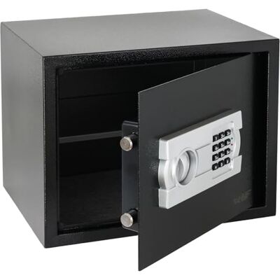 HMF Kluis voor thuis, hotel of kantoor, meubelkluis met cijferslot voor DIN A4-documenten, 38 x 30 x 30 cm, zwart HMF Kluis voor thuis, hotel of kantoor, meubelkluis met cijferslot voor DIN A4-documenten, 38 x 30 x 30 cm, zwart