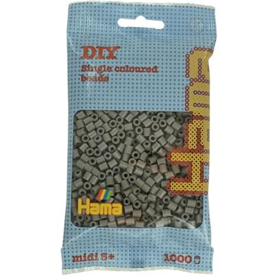 Hama Zak strijkkralen muisgrijs 1000 midi-kralen 5 mm navulling knutselwerk kinderen vanaf 5 jaar Hama Zak strijkkralen muisgrijs 1000 midi-kralen 5 mm navulling knutselwerk kinderen vanaf 5 jaar