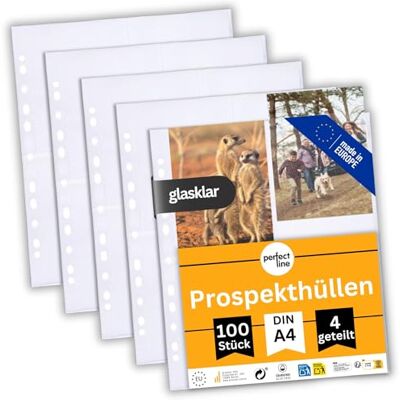 perfect line 100 verzamelmappen in 4 delen, glashelder, showmap DIN-A4 transparant, enveloptas op 4 vakken (4 x A6), doorkijkfolie kleurloos, insteek boven, voor ansichtkaarten, foto's, documenten perfect line 100 verzamelmappen in 4 delen, glashelder, showmap DIN-A4 transparant, enveloptas op 4 vakken (4 x A6), doorkijkfolie kleurloos, insteek boven, voor ansichtkaarten, foto's, documenten