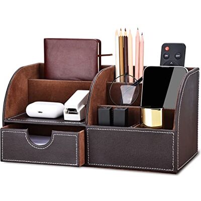 KINGFOM Bureau Organizer Organisatiesysteem Tafel Organizer PU Lederen Pennenhouder Pennenhouder Multifunctionele Kantoorbenodigdheden (Brown) KINGFOM Bureau Organizer Organisatiesysteem Tafel Organizer PU Lederen Pennenhouder Pennenhouder Multifunctionele Kantoorbenodigdheden (Brown)