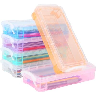 FAMCUCHE Set van 6 transparante stapelbare pennendozen met luchtdicht deksel, 6 kleuren, 22 x 10 x 4 cm, voor schrijfwaren, aquarel, tekengereedschap, 6 stuks, modern FAMCUCHE Set van 6 transparante stapelbare pennendozen met luchtdicht deksel, 6 kleuren, 22 x 10 x 4 cm, voor schrijfwaren, aquarel, tekengereedschap, 6 stuks, modern
