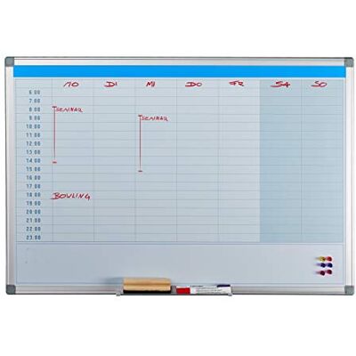 Relaxdays Whiteboard, magnetische dagkalender, uitwisbaar, planningsbord met penhouder, magnetische wand, 60 x 90 cm, wit Relaxdays Whiteboard, magnetische dagkalender, uitwisbaar, planningsbord met penhouder, magnetische wand, 60 x 90 cm, wit