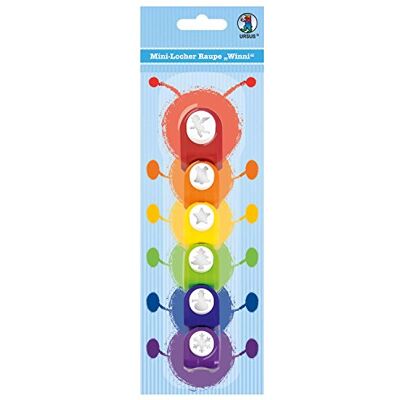 Ursus 19930099 Mini Chenille perforator Winni 6 stansen van kunststof met metalen gaten, druktechniek met knop, voor kwaliteitspapier van 90 tot 180 g/m², ideaal voor confetti Ursus 19930099 Mini Chenille perforator Winni 6 stansen van kunststof met metalen gaten, druktechniek met knop, voor kwaliteitspapier van 90 tot 180 g/m², ideaal voor confetti