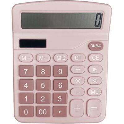 Gvolatee Rekenmachine op zonne-energie voor kantoor, groot lcd-display, 12 cijfers, mini-rekenmachine, standaardfunctie, grote knoppen, voor thuis en school, roze Gvolatee Rekenmachine op zonne-energie voor kantoor, groot lcd-display, 12 cijfers, mini-rekenmachine, standaardfunctie, grote knoppen, voor thuis en school, roze