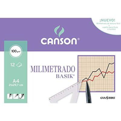 Canson 406323 millimeterpapier, 12 pagina's Canson 406323 millimeterpapier, 12 pagina's