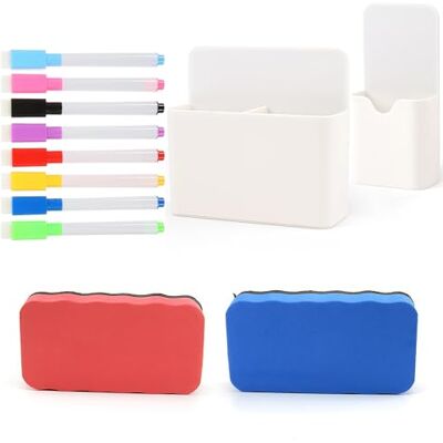 YOYEAH 12-delige whiteboard-accessoireset met magnetische penhouder, spons, 8 whiteboardmarkers, kantooraccessoires en magneetbord YOYEAH 12-delige whiteboard-accessoireset met magnetische penhouder, spons, 8 whiteboardmarkers, kantooraccessoires en magneetbord