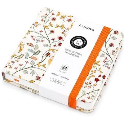 Artnova Reisschetsboek, 12 x 12 cm, kunstboek, 300 g/m², Hot Press met omslag van 100% katoen, schetsboek voor aquarel, inkt, potlood, olie en draagbaar acryl (takken) Artnova Reisschetsboek, 12 x 12 cm, kunstboek, 300 g/m², Hot Press met omslag van 100% katoen, schetsboek voor aquarel, inkt, potlood, olie en draagbaar acryl (takken)