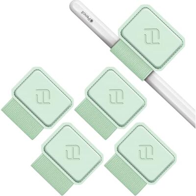 FINTIE Set van 4 zelfklevende pennenhouders voor Apple Pencil en pen, elastisch kunstleer, gesphouder voor notitieboek, kalender, tablet, map, groen FINTIE Set van 4 zelfklevende pennenhouders voor Apple Pencil en pen, elastisch kunstleer, gesphouder voor notitieboek, kalender, tablet, map, groen