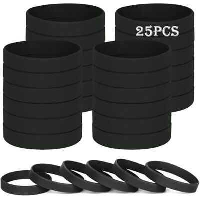 HONTIUS Siliconen armbanden, 25 stuks elastische siliconen armbanden, elastische rubberen armbanden voor sport, heren, dames, tieners, Siliconen HONTIUS Siliconen armbanden, 25 stuks elastische siliconen armbanden, elastische rubberen armbanden voor sport, heren, dames, tieners, Siliconen