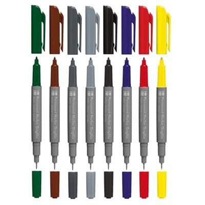 Marabu Graphix Permanente marker met dubbele punt, 1-2 mm en 0,5 mm, schitterende kleuren, sneldrogend, inkt op alcoholbasis, geurarm en waterdicht, 8 stuks Marabu Graphix Permanente marker met dubbele punt, 1-2 mm en 0,5 mm, schitterende kleuren, sneldrogend, inkt op alcoholbasis, geurarm en waterdicht, 8 stuks