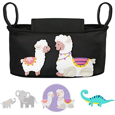 GLÜCKSWOLKE Kinderwagen-organizer, 12 motieven, afsluitbare kinderwagentas, kinderwagentas met dispenser voor vochtige doekjes, opbergtas (Anni Alpaca I zwart) GLÜCKSWOLKE Kinderwagen-organizer, 12 motieven, afsluitbare kinderwagentas, kinderwagentas met dispenser voor vochtige doekjes, opbergtas (Anni Alpaca I zwart)