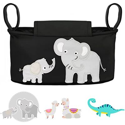 GLÜCKSWOLKE Kinderwagen-organizer, 12 motieven, afsluitbare kinderwagentas, kinderwagentas met dispenser voor vochtige doekjes, kinderwagentas, zwart, tas van GLÜCKSWOLKE Kinderwagen-organizer, 12 motieven, afsluitbare kinderwagentas, kinderwagentas met dispenser voor vochtige doekjes, kinderwagentas, zwart, tas van