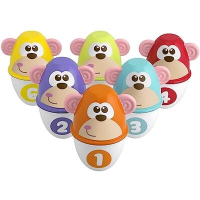 Chicco Jungle Bowling, baby bowling spel met 6 afzonderlijke bowling kegels, stapelbaar in 12 stukken, lichtgevende bal inbegrepen geschenk voor kinderen van 18 maanden tot 8 jaar oud Chicco Jungle Bowling, baby bowling spel met 6 afzonderlijke bowling kegels, stapelbaar in 12 stukken, lichtgevende bal inbegrepen geschenk voor kinderen van 18 maanden tot 8 jaar oud