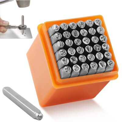 TDUNSYA 37 stuks metalen stempels voor cijfers en letters, geperforeerd, 3 mm TDUNSYA 37 stuks metalen stempels voor cijfers en letters, geperforeerd, 3 mm