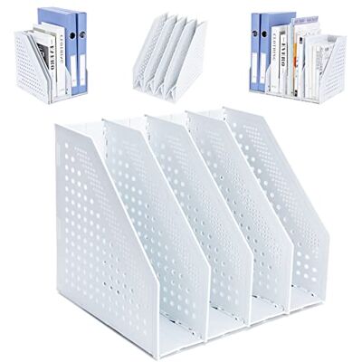 FRETONBA Opvouwbare tijdschriftenhouder A4, archiefhouder met 4 vakken, bureau-organizer voor kantoororganisatie en opslag, bureau-organizer voor schoolkantoor FRETONBA Opvouwbare tijdschriftenhouder A4, archiefhouder met 4 vakken, bureau-organizer voor kantoororganisatie en opslag, bureau-organizer voor schoolkantoor