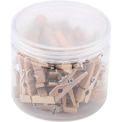 Hztyyier Punaises met houten klemmen, 50 stuks clips voor kurkborden, foto's, notities en kunstwerken, oplossing zonder gat voor prikborden en decoratie Hztyyier Punaises met houten klemmen, 50 stuks clips voor kurkborden, foto's, notities en kunstwerken, oplossing zonder gat voor prikborden en decoratie