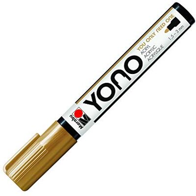 Marabu YONO 12400103084 YONO Marker, 084 goud, multifunctionele acrylstift met 1,5 3 mm ronde punt, op waterbasis, licht- en waterbestendig, voor bijna alle oppervlakken Marabu YONO 12400103084 YONO Marker, 084 goud, multifunctionele acrylstift met 1,5 3 mm ronde punt, op waterbasis, licht- en waterbestendig, voor bijna alle oppervlakken