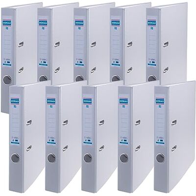 DONAU Master 10 stuks ordners, A4, 5 cm, met omslag van PP-kunststof, karton, grijs, FSC-certificaat, gemaakt in de EU DONAU Master 10 stuks ordners, A4, 5 cm, met omslag van PP-kunststof, karton, grijs, FSC-certificaat, gemaakt in de EU