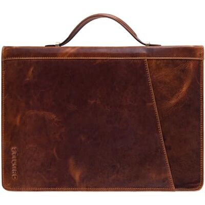 STILORD Kelton Documententas voor kantoor, leer, conferentie, A4, vintage, aktetas, zakelijk, portfolio, documententas, organizer, 13,3 inch, kleur: Kara cognac STILORD Kelton Documententas voor kantoor, leer, conferentie, A4, vintage, aktetas, zakelijk, portfolio, documententas, organizer, 13,3 inch, kleur: Kara cognac