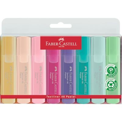 Faber-Castell 154681 Markeerset TL 1546, 8-delige etui, pastelkleuren, duurzame wigpunt, lijnbreedte 1-5 mm Faber-Castell 154681 Markeerset TL 1546, 8-delige etui, pastelkleuren, duurzame wigpunt, lijnbreedte 1-5 mm