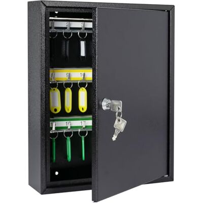 HMF Sleutelkast van staal, afsluitbaar, voor kantoor, administratie of rijpark, 42 sleutelhaken, 35 x 27 x 8 cm, zwart HMF Sleutelkast van staal, afsluitbaar, voor kantoor, administratie of rijpark, 42 sleutelhaken, 35 x 27 x 8 cm, zwart
