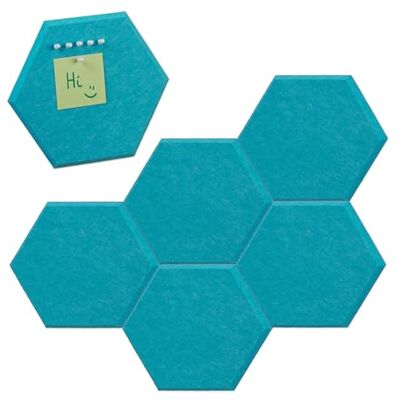 Relaxdays Set van 6 prikborden van vilt, zeshoekig, zelfklevend, 26 x 30 x 0,9 cm (h x b x d), vilten wand met punaises, blauw Relaxdays Set van 6 prikborden van vilt, zeshoekig, zelfklevend, 26 x 30 x 0,9 cm (h x b x d), vilten wand met punaises, blauw