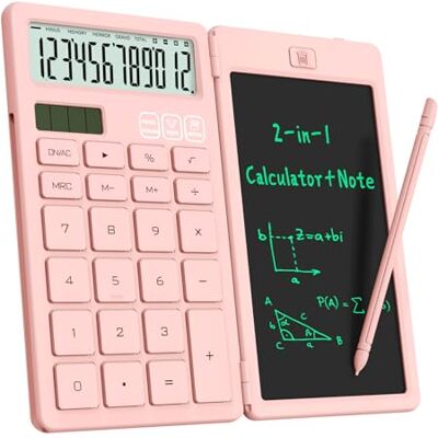 ROATEE 2-in-1 opvouwbare zakrekenmachine met uitwisbaar lcd-schrijfbord, 12-bits HD groot display, dubbele oplaadbare zonne-voeding, geschikt voor studenten en kantoor ROATEE 2-in-1 opvouwbare zakrekenmachine met uitwisbaar lcd-schrijfbord, 12-bits HD groot display, dubbele oplaadbare zonne-voeding, geschikt voor studenten en kantoor