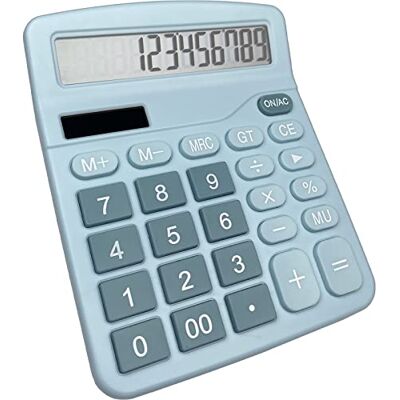 Gvolatee Rekenmachine op zonne-energie voor kantoor, groot lcd-display, 12 cijfers, standaardfunctie, grote toetsen, voor thuis en school, blauw Gvolatee Rekenmachine op zonne-energie voor kantoor, groot lcd-display, 12 cijfers, standaardfunctie, grote toetsen, voor thuis en school, blauw