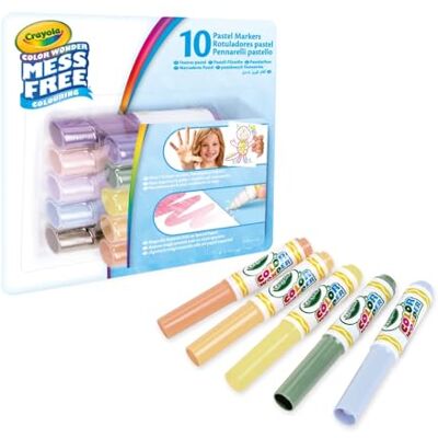 CRAYOLA Color Wonder, set van 10 viltstiften tegen vlekken met transparante inkt, pastelkleuren, maxi-punt, 3 jaar en ouder, 75-7019 CRAYOLA Color Wonder, set van 10 viltstiften tegen vlekken met transparante inkt, pastelkleuren, maxi-punt, 3 jaar en ouder, 75-7019