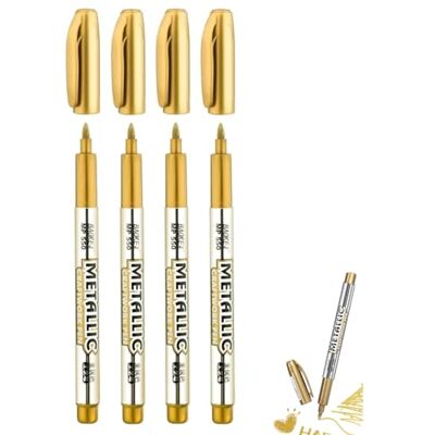 JJiaoLinin Metalen markers, 4 stuks, permanente markers, kunstset voor knutselen, papier, metaal, hout, keramiek, glas JJiaoLinin Metalen markers, 4 stuks, permanente markers, kunstset voor knutselen, papier, metaal, hout, keramiek, glas