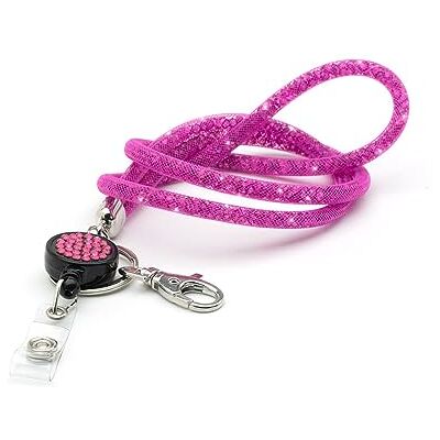 CKB LTD Glinsterende roze nekband met draaibare metalen clip en intrekbare spoel voor ID-badge 1pc Single Unit CKB LTD Glinsterende roze nekband met draaibare metalen clip en intrekbare spoel voor ID-badge 1pc Single Unit