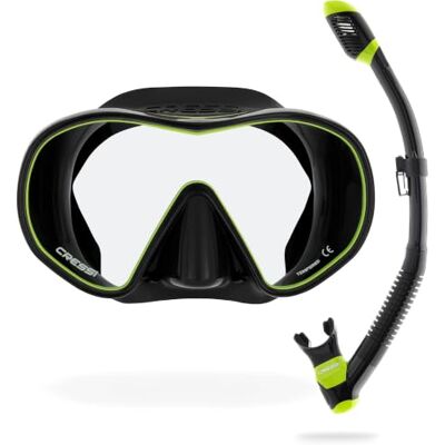 CRESSI Frameloos duikmasker en droge snorkel met één lens voor snorkelen, duiken, F-Dual en Supernova Dry: ontworpen in Italië CRESSI Frameloos duikmasker en droge snorkel met één lens voor snorkelen, duiken, F-Dual en Supernova Dry: ontworpen in Italië