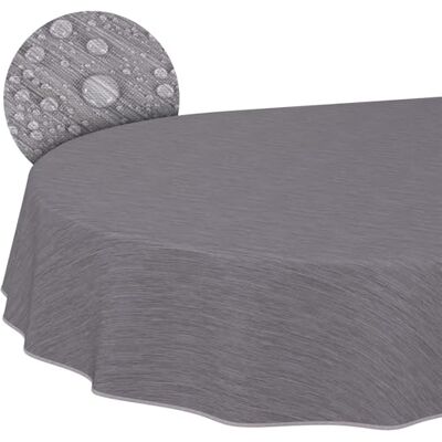 ANRO Tafelzeil grijs ovaal 240 x 140 cm met zoom Afwasbaar, antislip, onderhoudsvriendelijk, waterafstotend, weerbestendig, voor binnen en buiten ANRO Tafelzeil grijs ovaal 240 x 140 cm met zoom Afwasbaar, antislip, onderhoudsvriendelijk, waterafstotend, weerbestendig, voor binnen en buiten